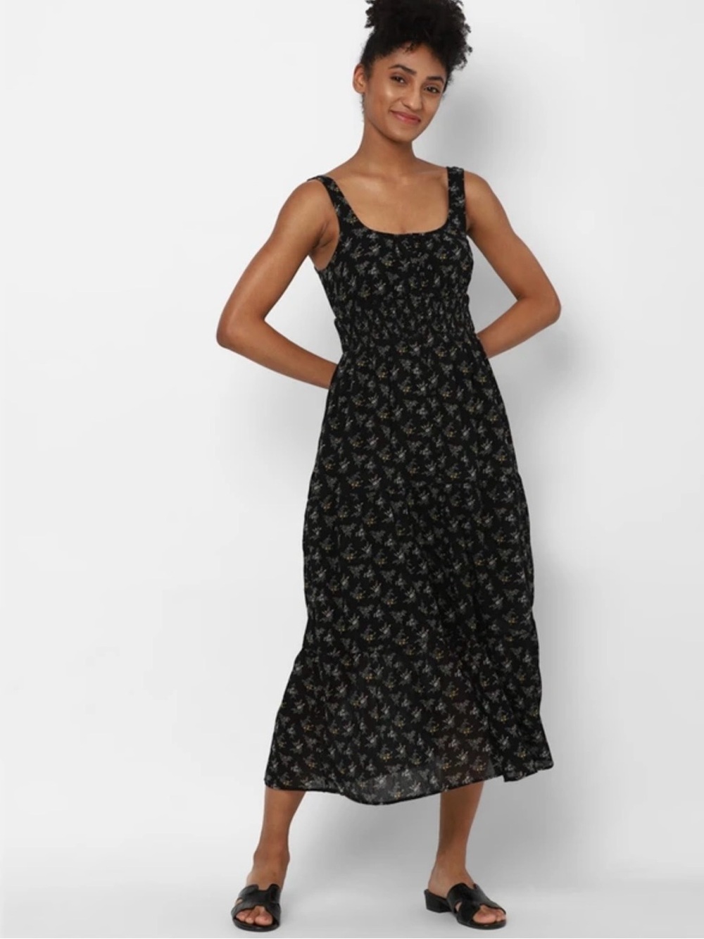 AE Black Floral Sleeveless Maxi Dress - Picture 5 of 10